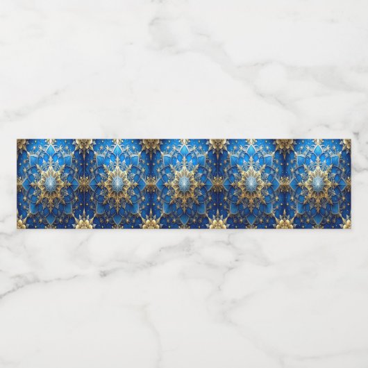 Blue Decorative Holiday Waterfles Etiket (Enkel label)