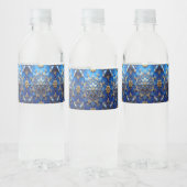 Blue Decorative Holiday Waterfles Etiket (Flessen)