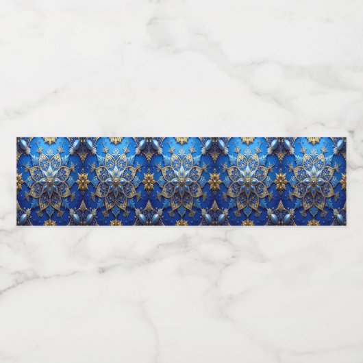 Blue Decorative Holiday Waterfles Etiket (Enkel label)