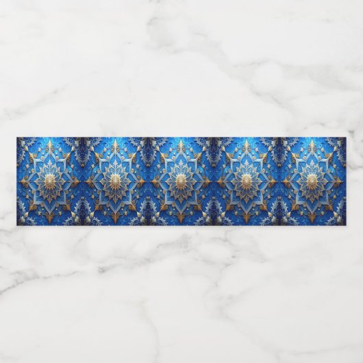 Blue Decorative Holiday Waterfles Etiket (Enkel label)