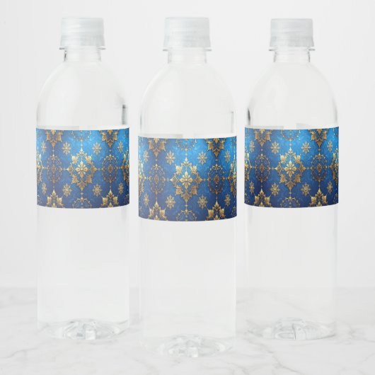 Blue Decorative Holiday Waterfles Etiket (Flessen)
