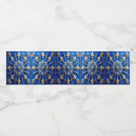 Blue Decorative Holiday Waterfles Etiket (Enkel label)