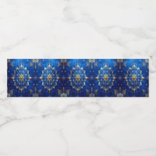 Blue Decorative Holiday Waterfles Etiket (Enkel label)