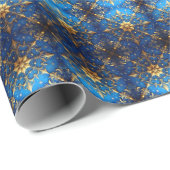 Blue Decorative Holiday Wrapping Paper Cadeaupapier (Rol Hoek)