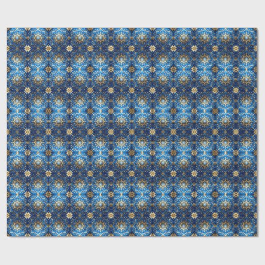 Blue Decorative Holiday Wrapping Paper Cadeaupapier (Vlak)