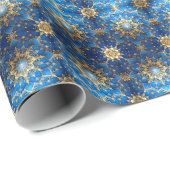 Blue Decorative Holiday Wrapping Paper Cadeaupapier (Rol Hoek)
