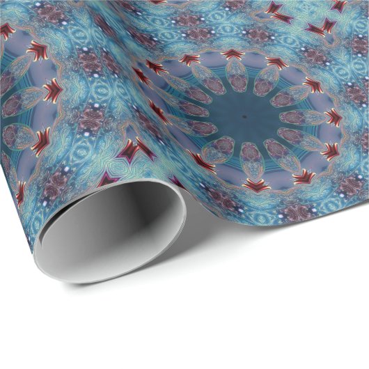Blue Decorative Holiday Wrapping Paper Cadeaupapier (Rol Hoek)
