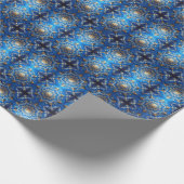 Blue Decorative Holiday Wrapping Paper Cadeaupapier (Hoek)