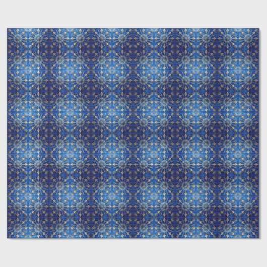 Blue Decorative Holiday Wrapping Paper Cadeaupapier (Vlak)