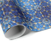 Blue Decorative Holiday Wrapping Paper Cadeaupapier (Rol Hoek)