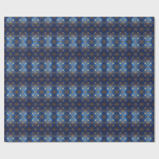 Blue Decorative Holiday Wrapping Paper Cadeaupapier (Vlak)