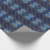 Blue Decorative Holiday Wrapping Paper Cadeaupapier (Hoek)