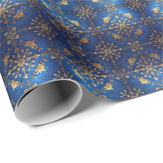 Blue Decorative Holiday Wrapping Paper Cadeaupapier (Rol Hoek)