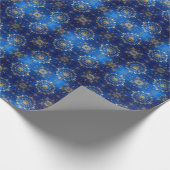Blue Decorative Holiday Wrapping Paper Cadeaupapier (Hoek)