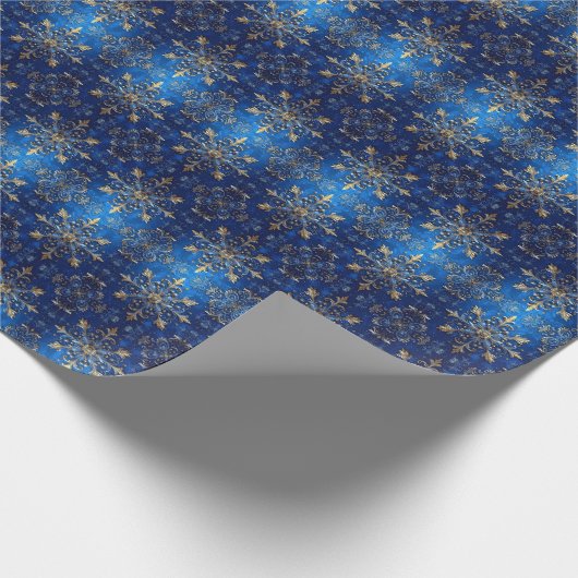 Blue Decorative Holiday Wrapping Paper Cadeaupapier (Hoek)