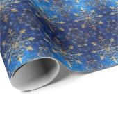 Blue Decorative Holiday Wrapping Paper Cadeaupapier (Rol Hoek)