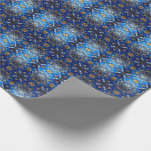 Blue Decorative Holiday Wrapping Paper Cadeaupapier (Hoek)