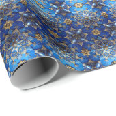 Blue Decorative Holiday Wrapping Paper Cadeaupapier (Rol Hoek)