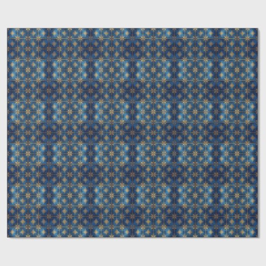 Blue Decorative Holiday Wrapping Paper Cadeaupapier (Vlak)
