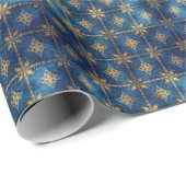 Blue Decorative Holiday Wrapping Paper Cadeaupapier (Rol Hoek)