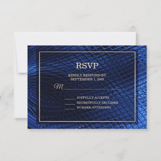Blue Decorative Modern Abstract Wedding RSVP Kaart (Voorkant)