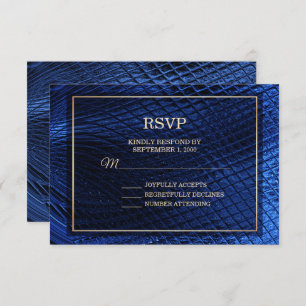 Blue Decorative Modern Abstract Wedding RSVP Kaart
