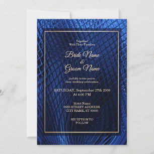 Blue Decorative Modern Abstract Wedding Uitnodigin Kaart