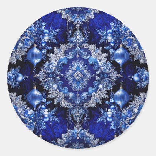 Blue Decorative Ornamenten Holiday Sticker (Voorkant)