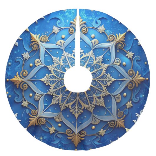 Blue Decorative Tree Skirt Kerstboom Rok (Voorkant)