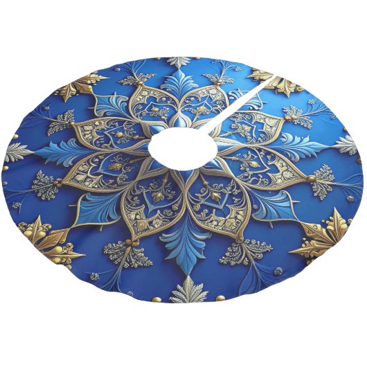 Blue Decorative Tree Skirt Kerstboom Rok (Gekanteld)