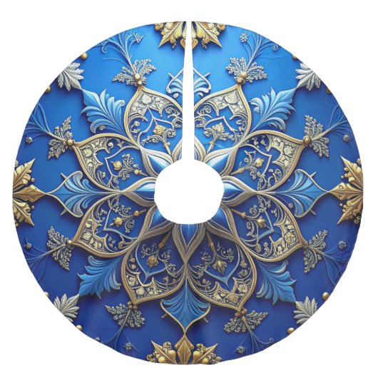 Blue Decorative Tree Skirt Kerstboom Rok (Voorkant)