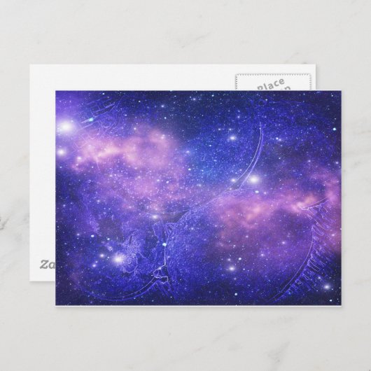 Blue Deep Space Briefkaart (Voorkant / Achterkant)