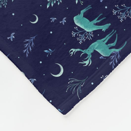 Blue Deer in de Moonlight Fleece Deken (Hoek)