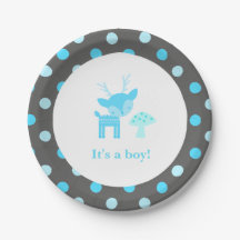Blue Deer Polka Dot Baby shower Paper Bord