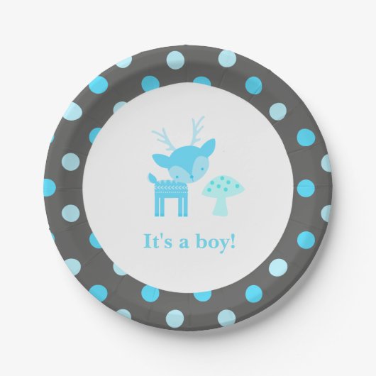 Blue Deer Polka Dot Baby shower Paper Bord (Voorkant)