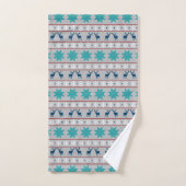 Blue Deer Snowflake Nordic Pattern Bad Handdoek (Handdoek)