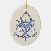 Blue Delft Biohazard Keramisch Ornament (Rechts)