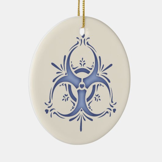 Blue Delft Biohazard Keramisch Ornament (Rechts)