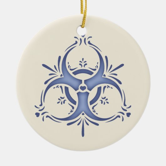 Blue Delft Biohazard Keramisch Ornament (Voorkant)