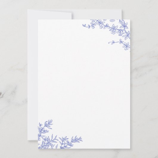 Blue Delft Chinoiserie bruiloft Kaart (Achterkant)