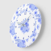 Blue Delft Floral Wall Clock Grote Klok (Hoek)