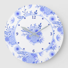 Blue Delft Floral Wall Clock Grote Klok