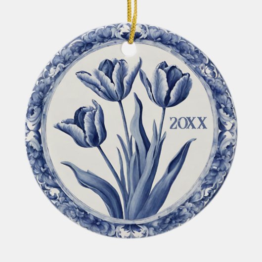 Blue Delft Holland Custom Year Souvenir Keramisch Ornament (Voorkant)