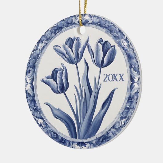 Blue Delft Holland Custom Year Souvenir Keramisch Ornament (Links)