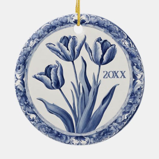 Blue Delft Holland Custom Year Souvenir Keramisch Ornament (Achterkant)