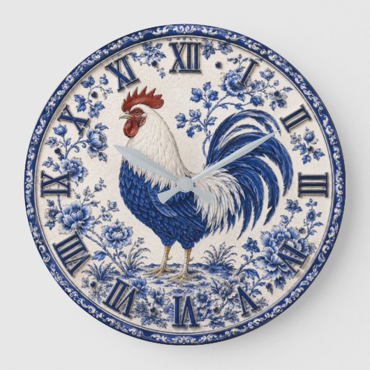 Blue Delft Rooster Farmhouse Grote Klok (Voorkant)