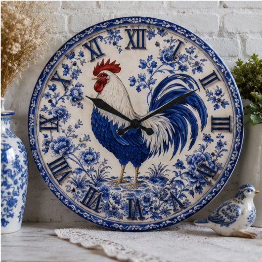 Blue Delft Rooster Farmhouse Grote Klok