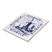 Blue Delft Windmill Scene Custom Tile Tegeltje (Zijkant)