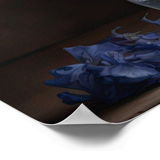 Blue Delphinium Bloemen Art Print Poster (Hoek)