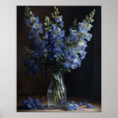 Blue Delphinium Bloemen Art Print Poster (Voorkant)